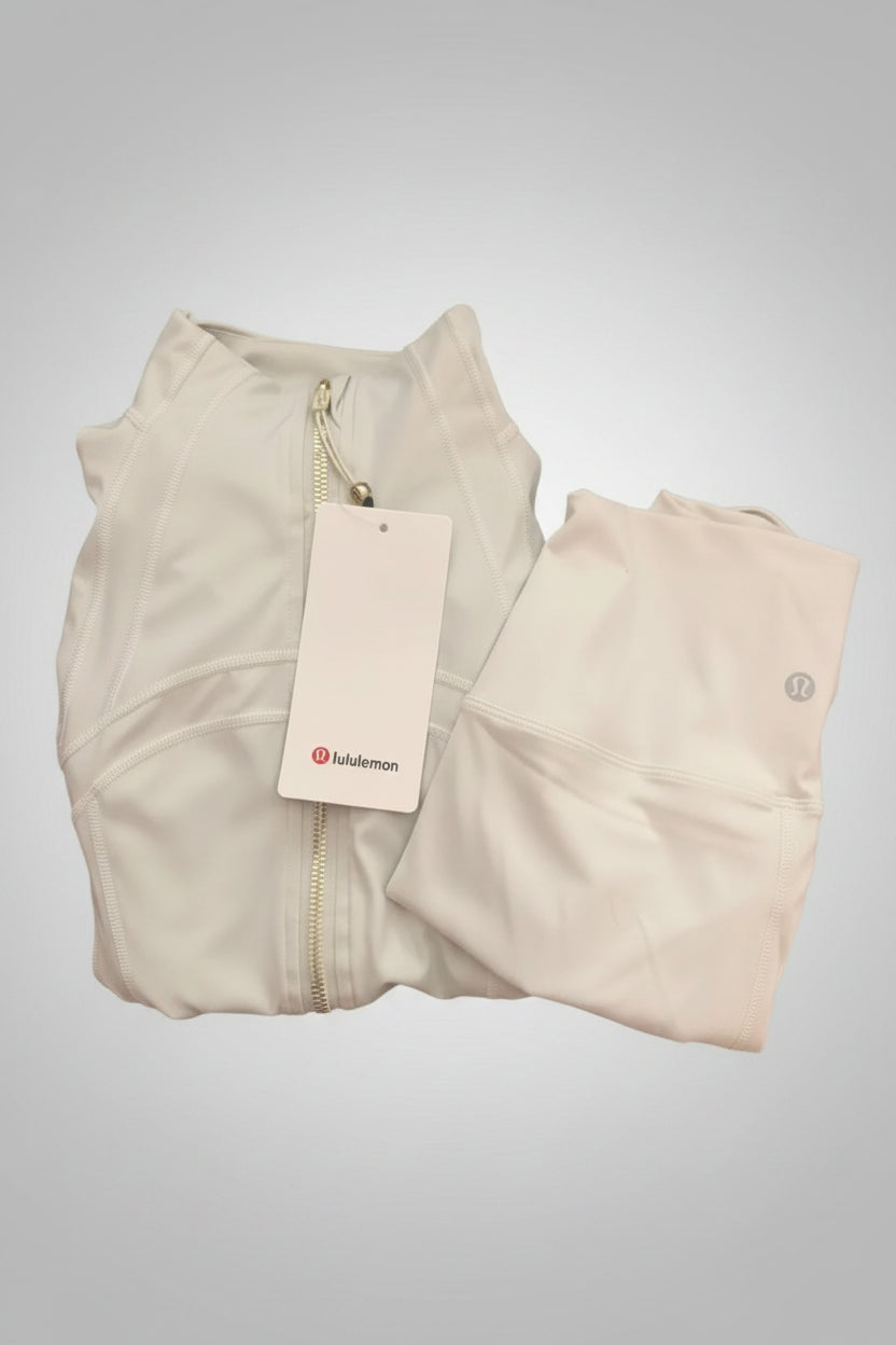 Lululemon Set Gold Zipper Jacket with Shorts