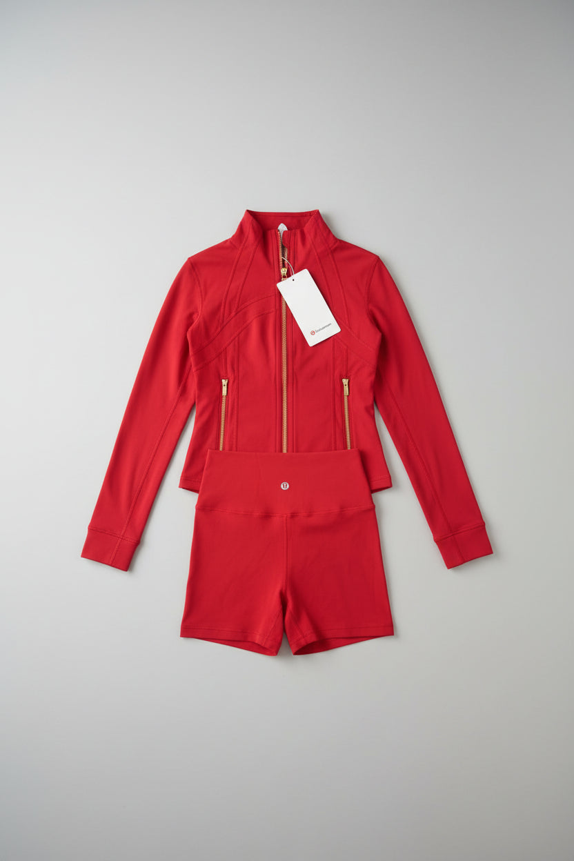 Lululemon Set Gold Zipper Jacket with Shorts