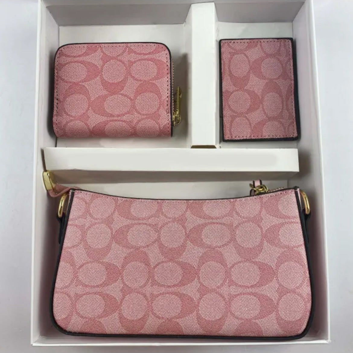 Coach 3-piece gift set in tan brown