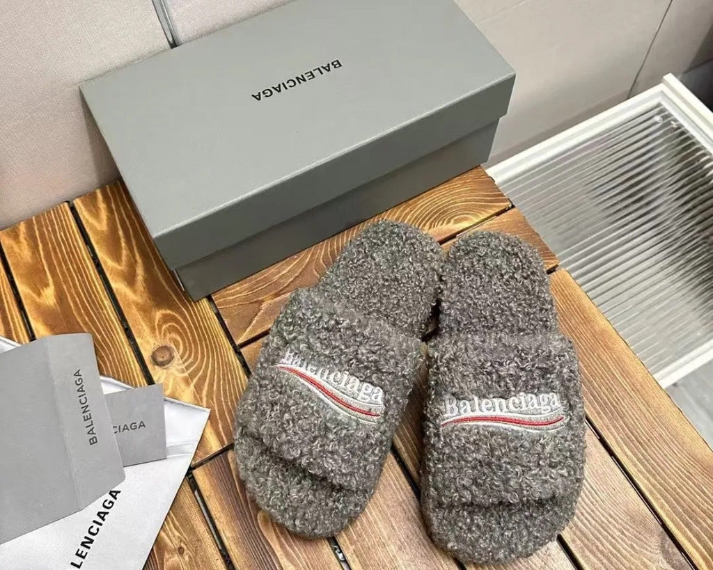Balenciaga Fuzzy Slide Sandals