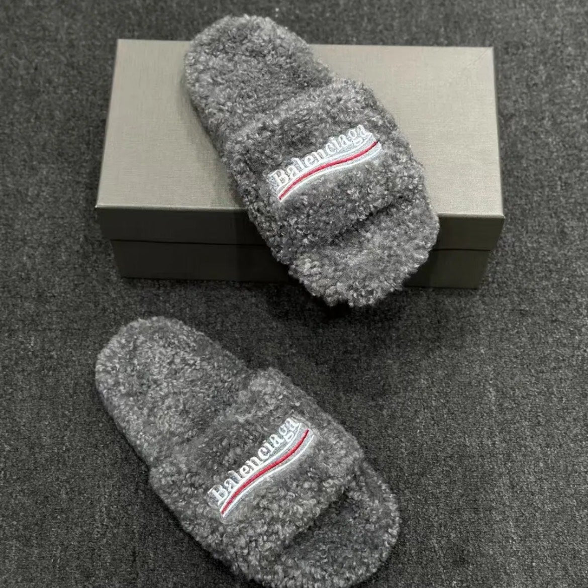 Balenciaga Fuzzy Slide Sandals