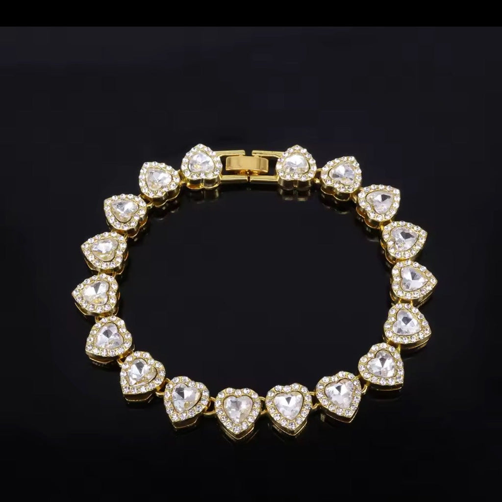 Heart Tennis Chain Necklace & Bracelet Set