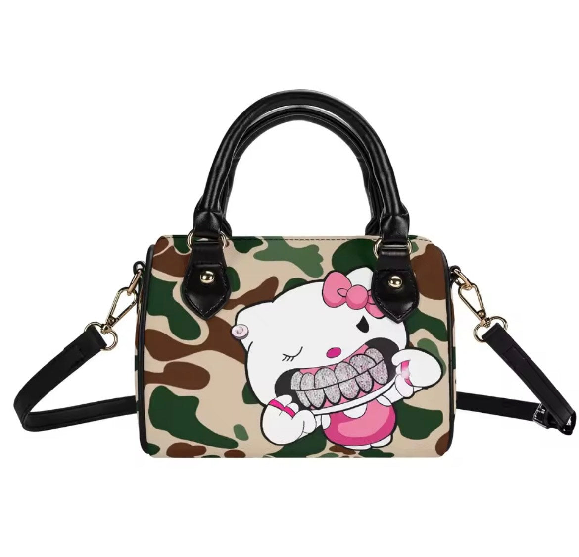 Hello Kitty Too Cute to Care Barrel Bag - Blue Camo 2