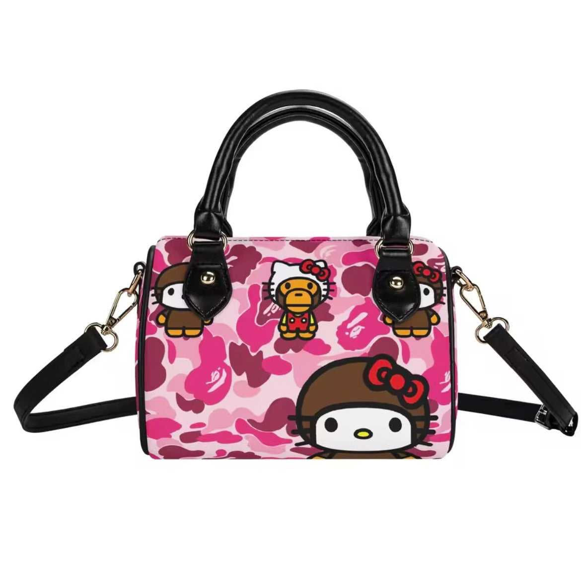 Bape X Hello Kitty Too Cute to Care Barrel Bag