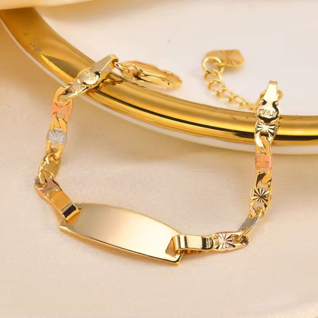 Custom Baby Bracelet - Gold tri-color on plate