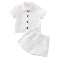 Baby Linen Set - Green close up flat lay