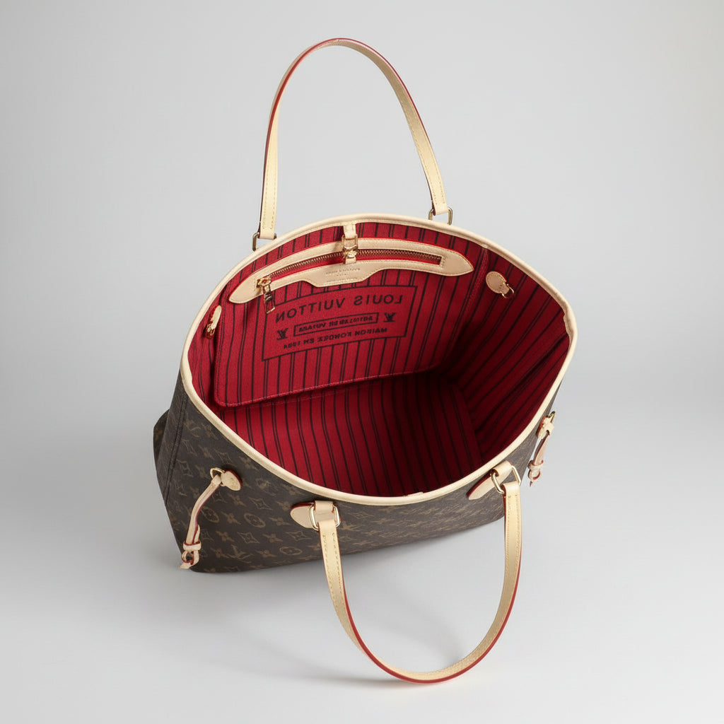 Louis Vuitton Neverfull MM - Red interior detail