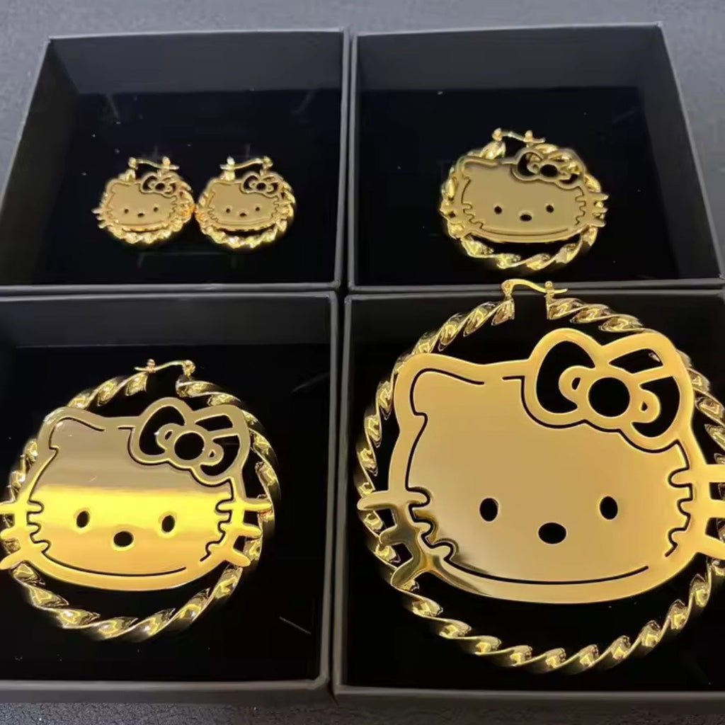 Hello Kitty Gold Hoop Earrings - multiple sizes