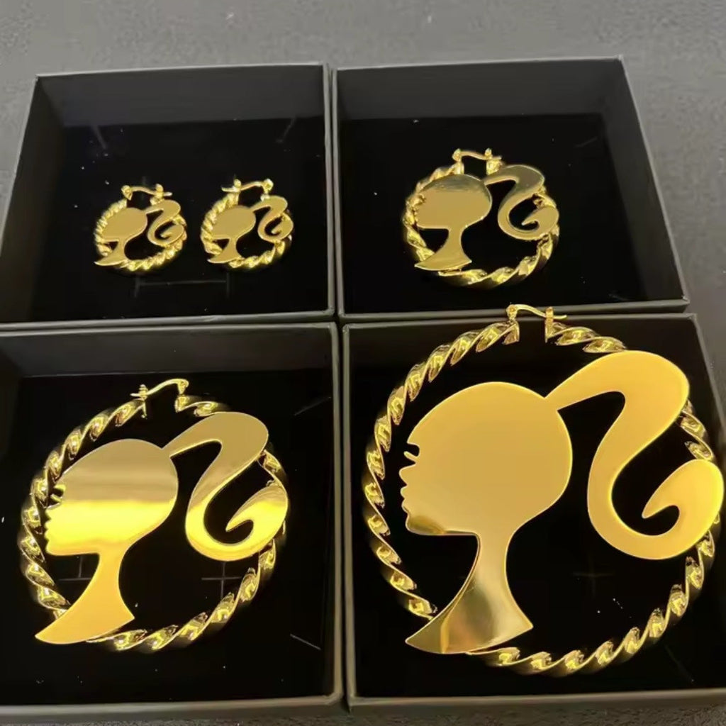 Betty Boop Gold Hoop Earrings - size comparison
