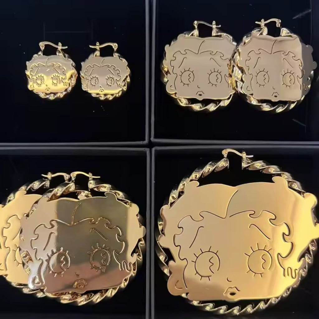 Barbie Silhouette Gold Hoop Earrings