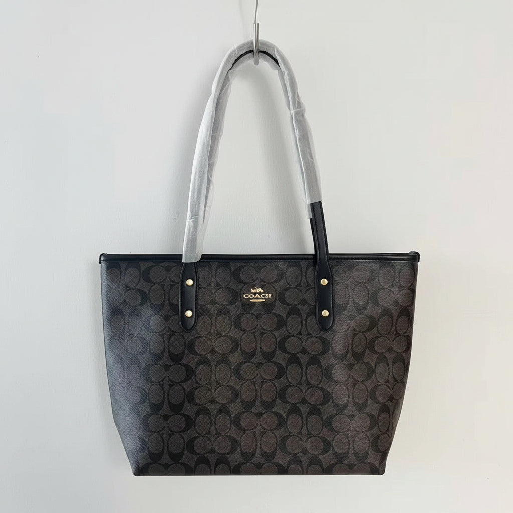 Coach Signature City Tote - Khaki/Saddle