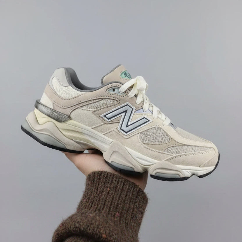 New Balance 9060 - Pink/Burgundy colorway, front angle