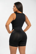Zip-Up Waist Trainer Corset Vest - Black, front view