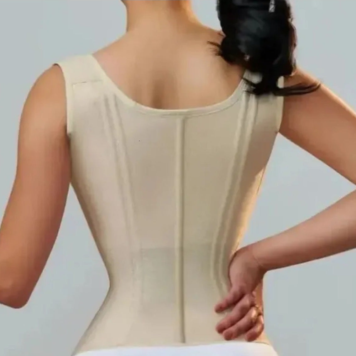 Zip-Up Waist Trainer Corset Vest - Black, side profile