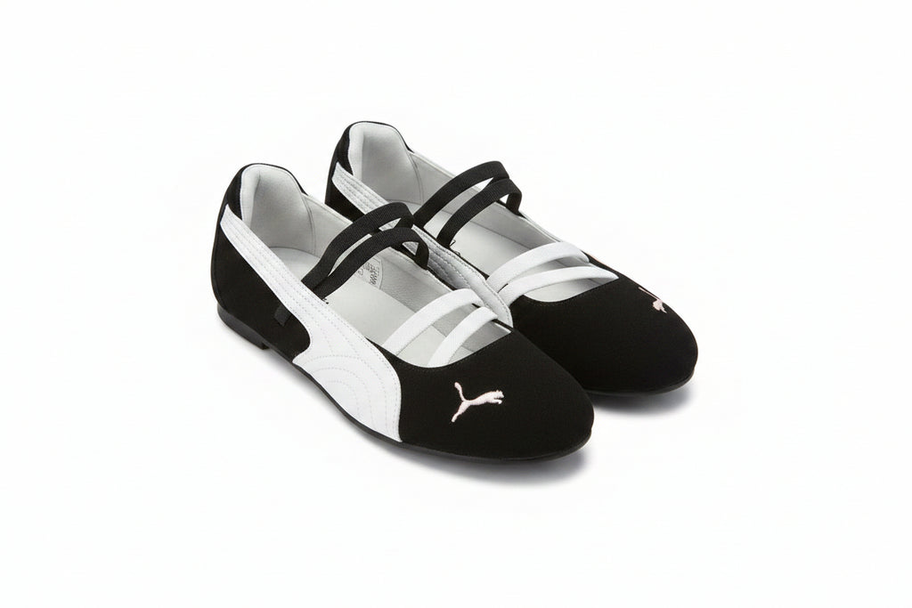 Puma Ballet Flat Sneakers - Black/White side view