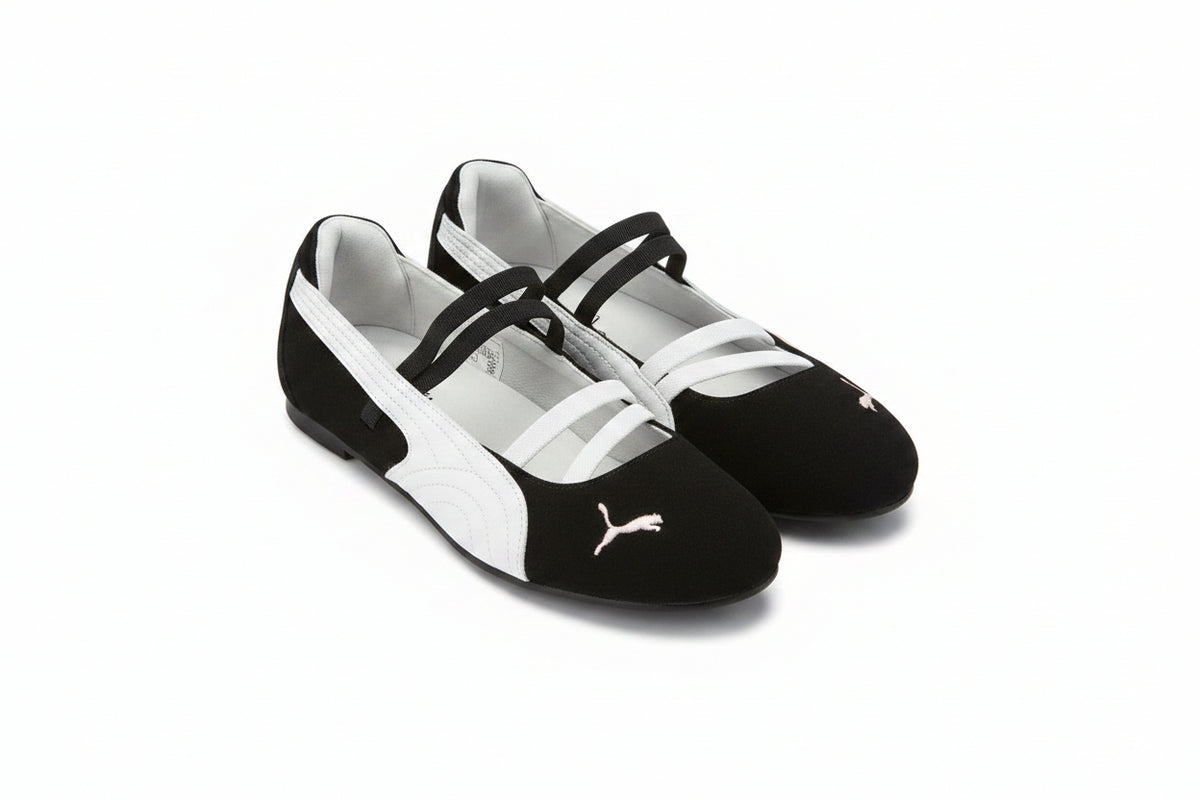 Puma Ballet Flat Sneakers - Black/White side view