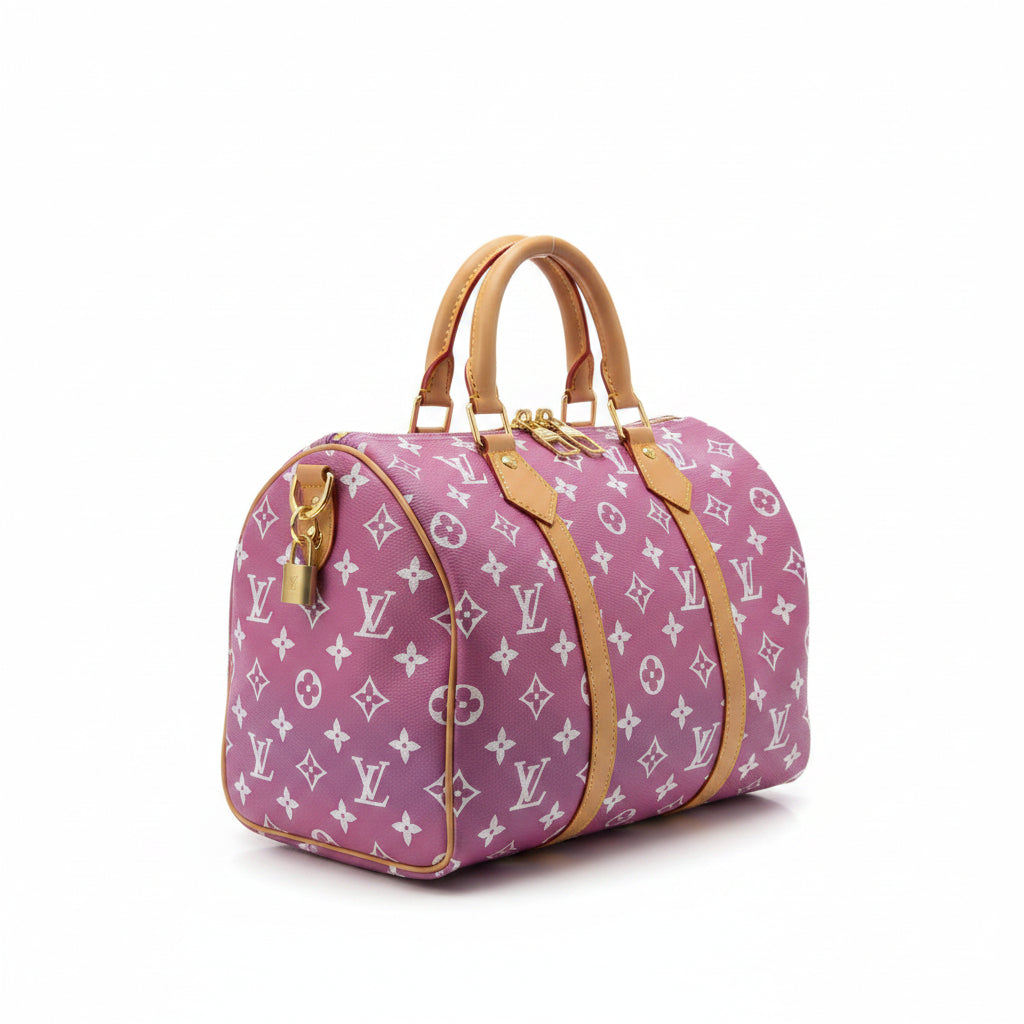 Louis Vuitton Speedy ombre purple pink monogram bag front view