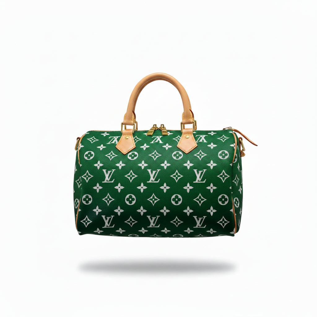 Louis Vuitton Speedy ombre purple pink monogram bag top view