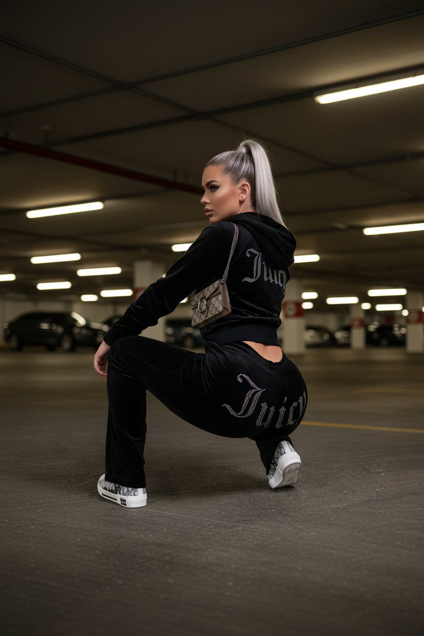 Juicy Couture grey blue velour tracksuit