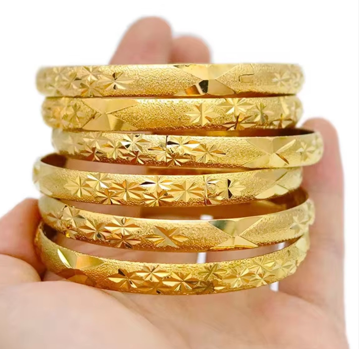 6Pc/Set Women's Bracelet 18K Gold Bangles