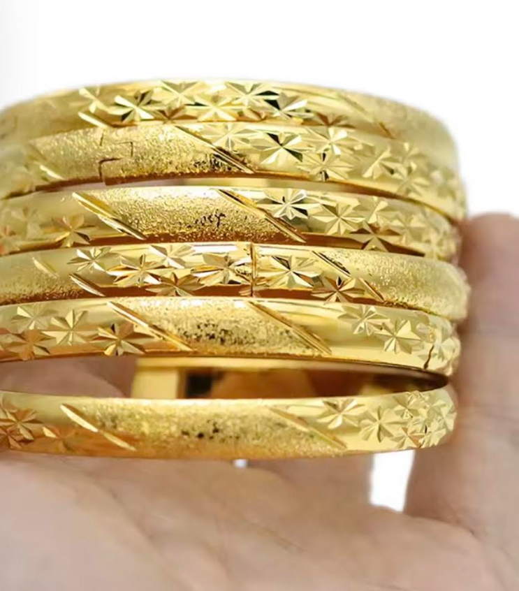6Pc/Set Women's Bracelet 18K Gold Bangles