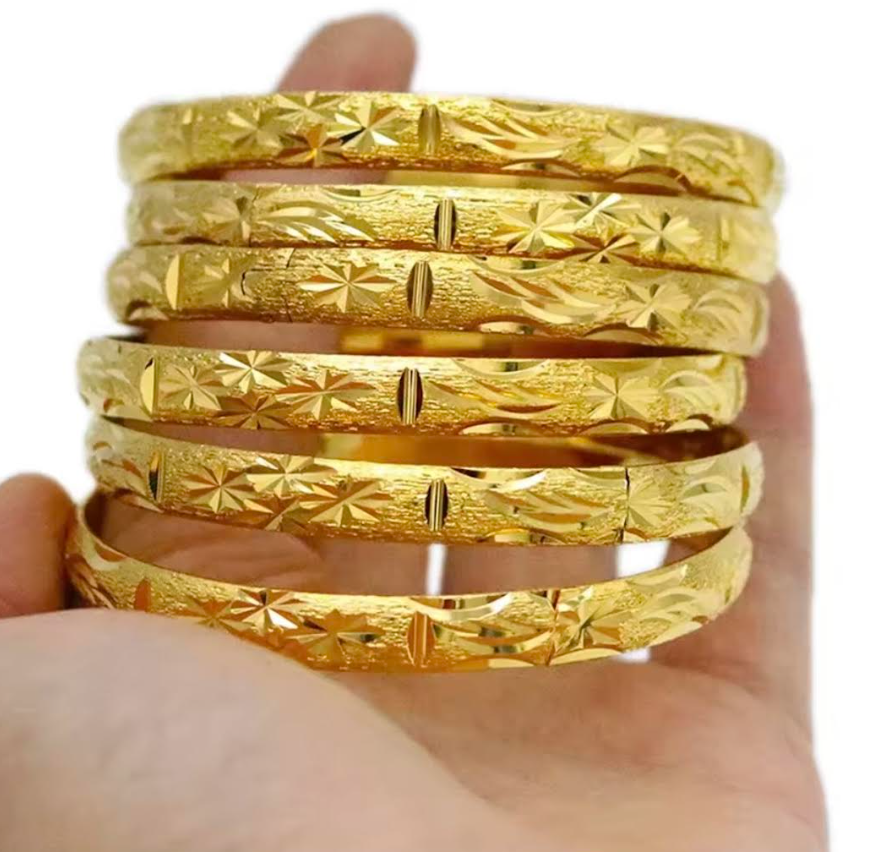 6Pc/Set Women's Bracelet 18K Gold Bangles