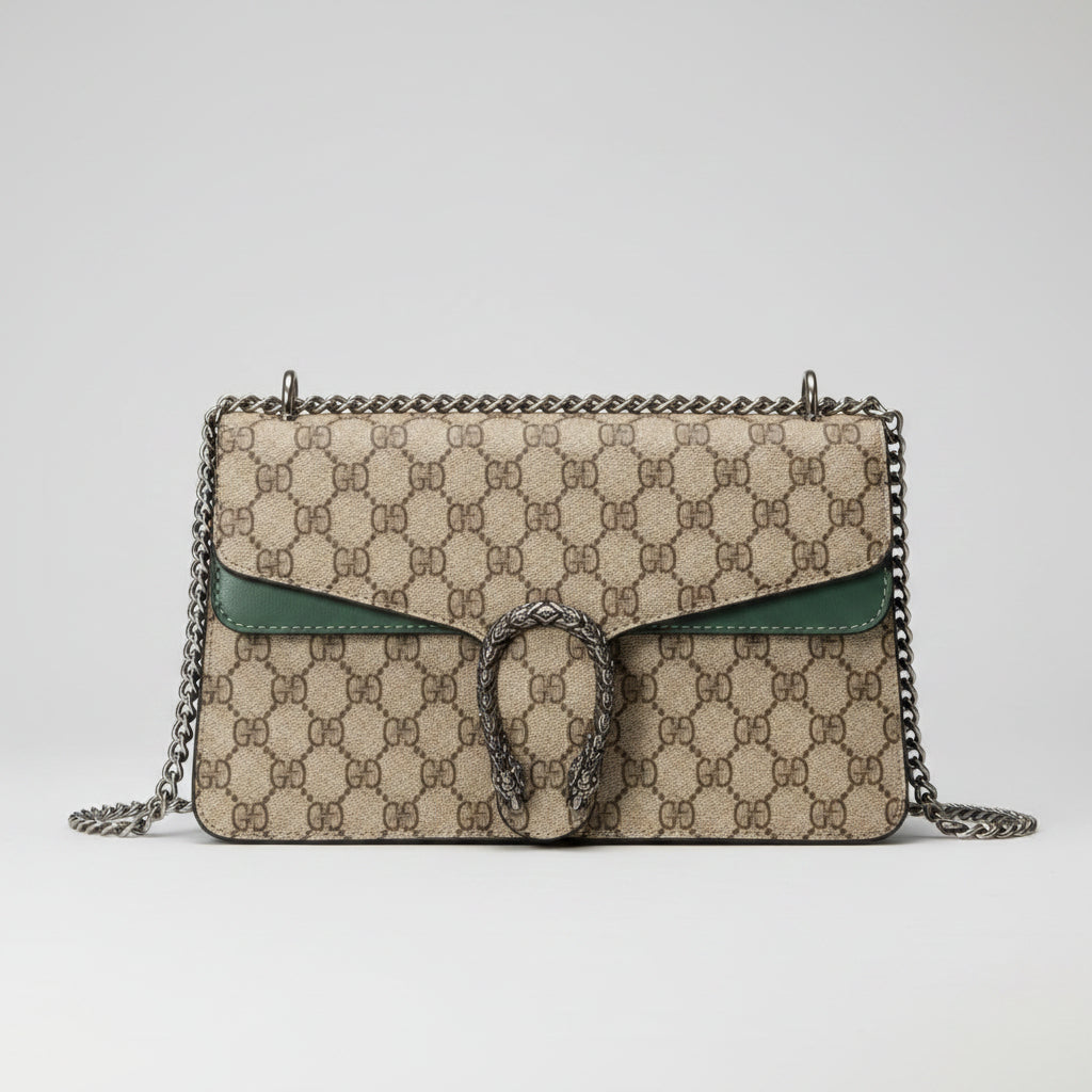 Gucci Monogram Snake Clasp Chain Bag