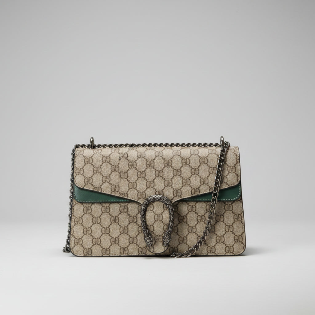 Gucci Monogram Snake Clasp Chain Bag