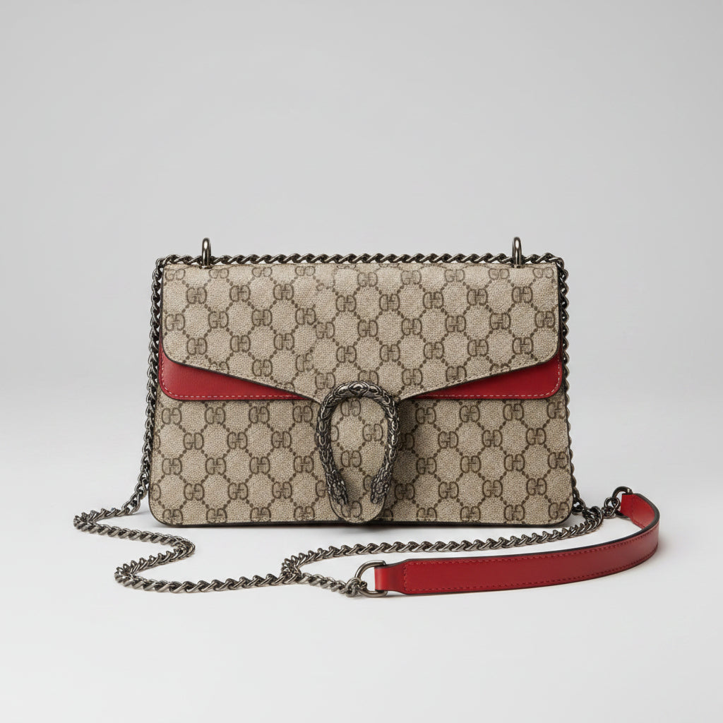 Gucci Monogram Snake Clasp Chain Bag