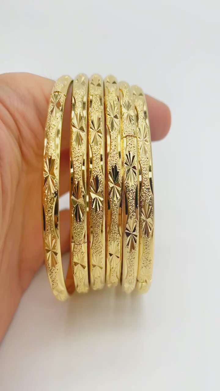 6Pc/Set Women's Bracelet 18K Gold Bangles