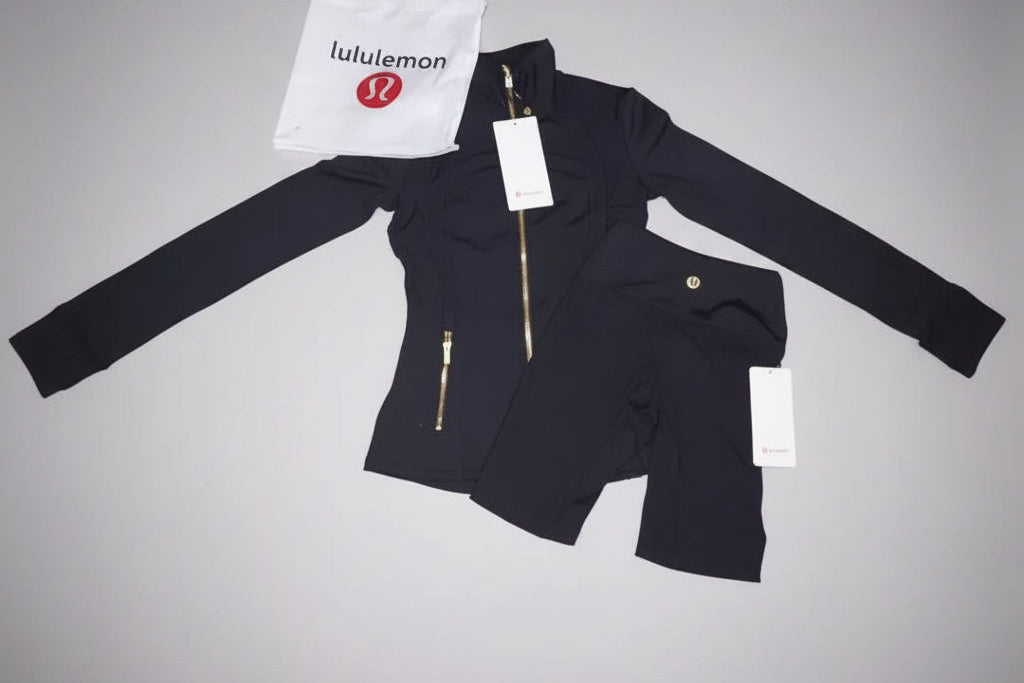 Lululemon Set Gold Zipper Jacket with Shorts